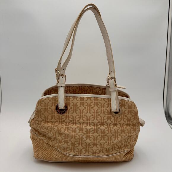 Fossil Monogram Canvas Brown Shoulder Satchel Purse - Picture 10 of 13